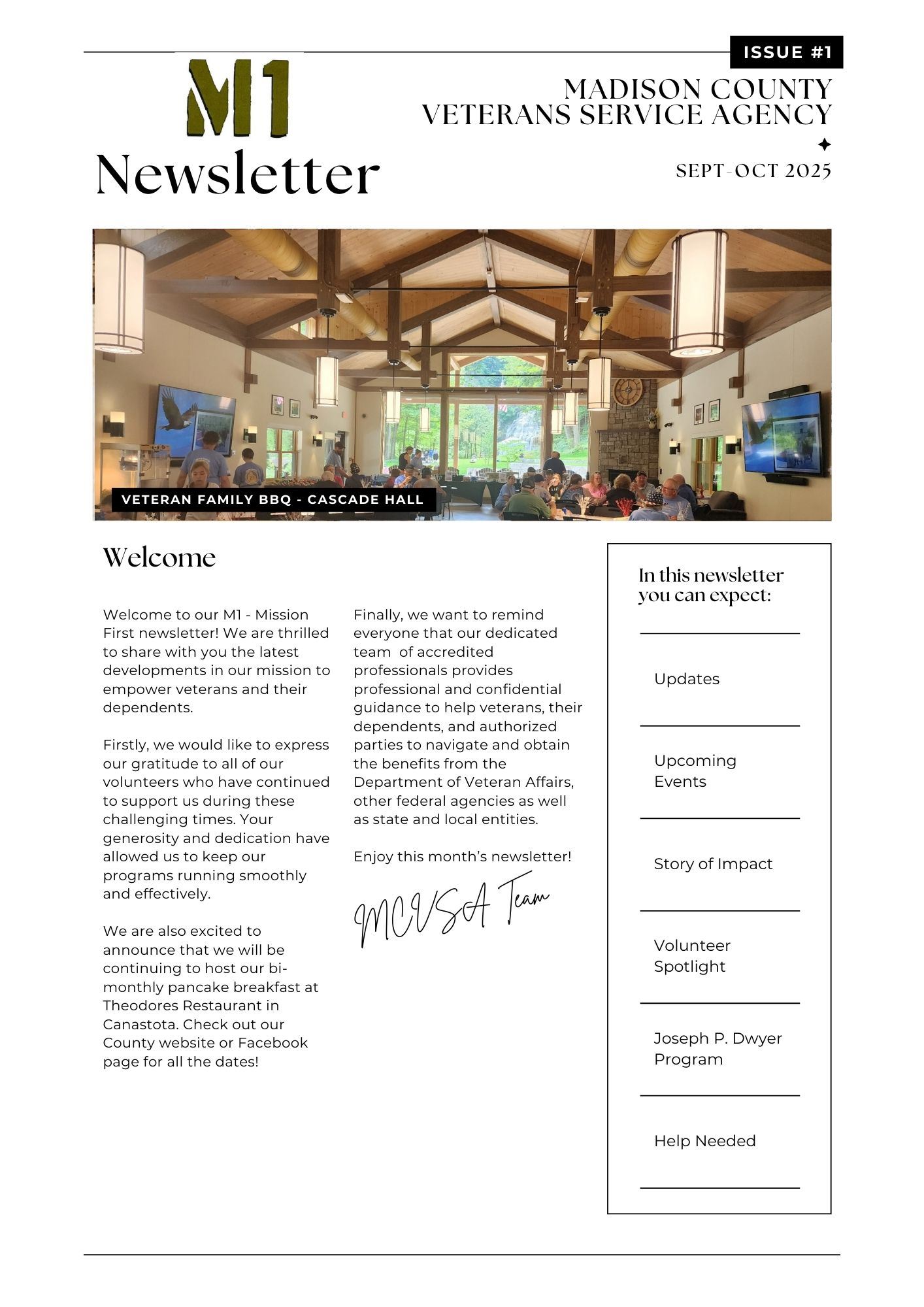 Veteran Newsletter Issue 1 page 1