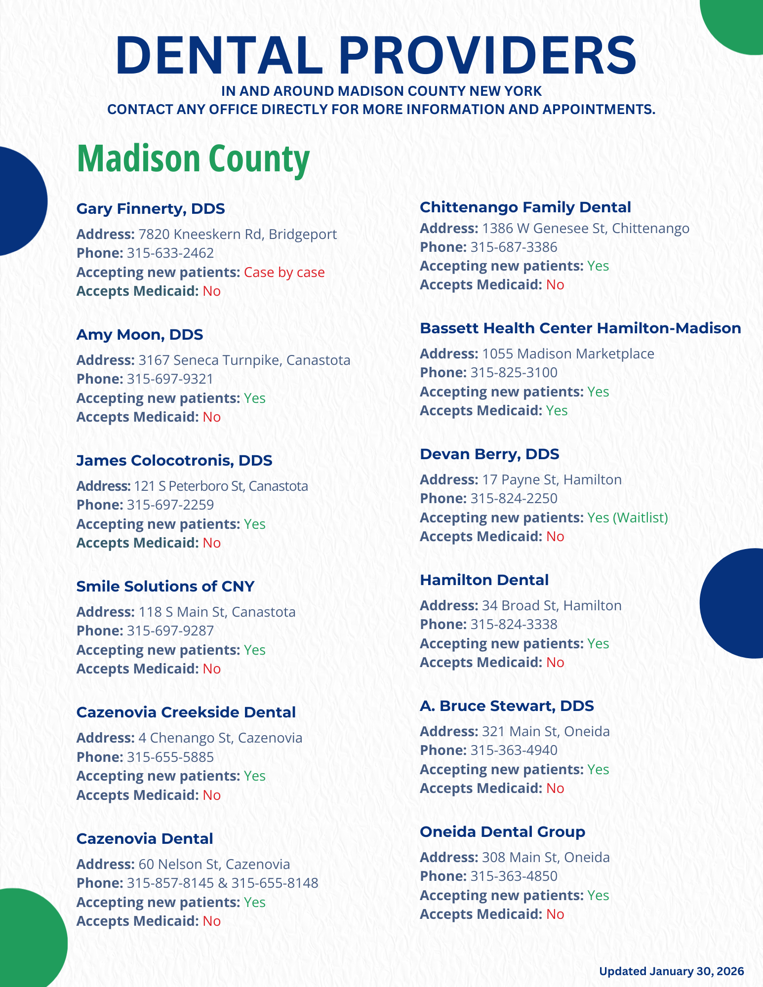 Dental Provider List